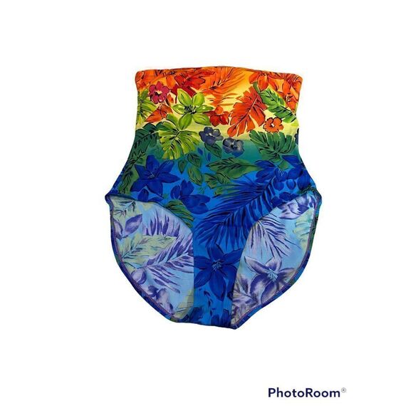 Vintage Islander Strapless Tropical Swimsuit 16 - Picture 1 of 10